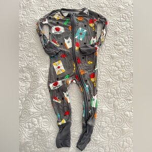 Little Sleepies Gray Basketball Print One-Piece Footie Pajamas